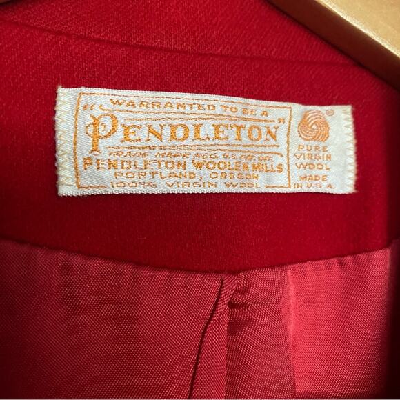 Pendleton Vintage Red Virgin Wool Blazer - Size Small - Picture 4 of 6